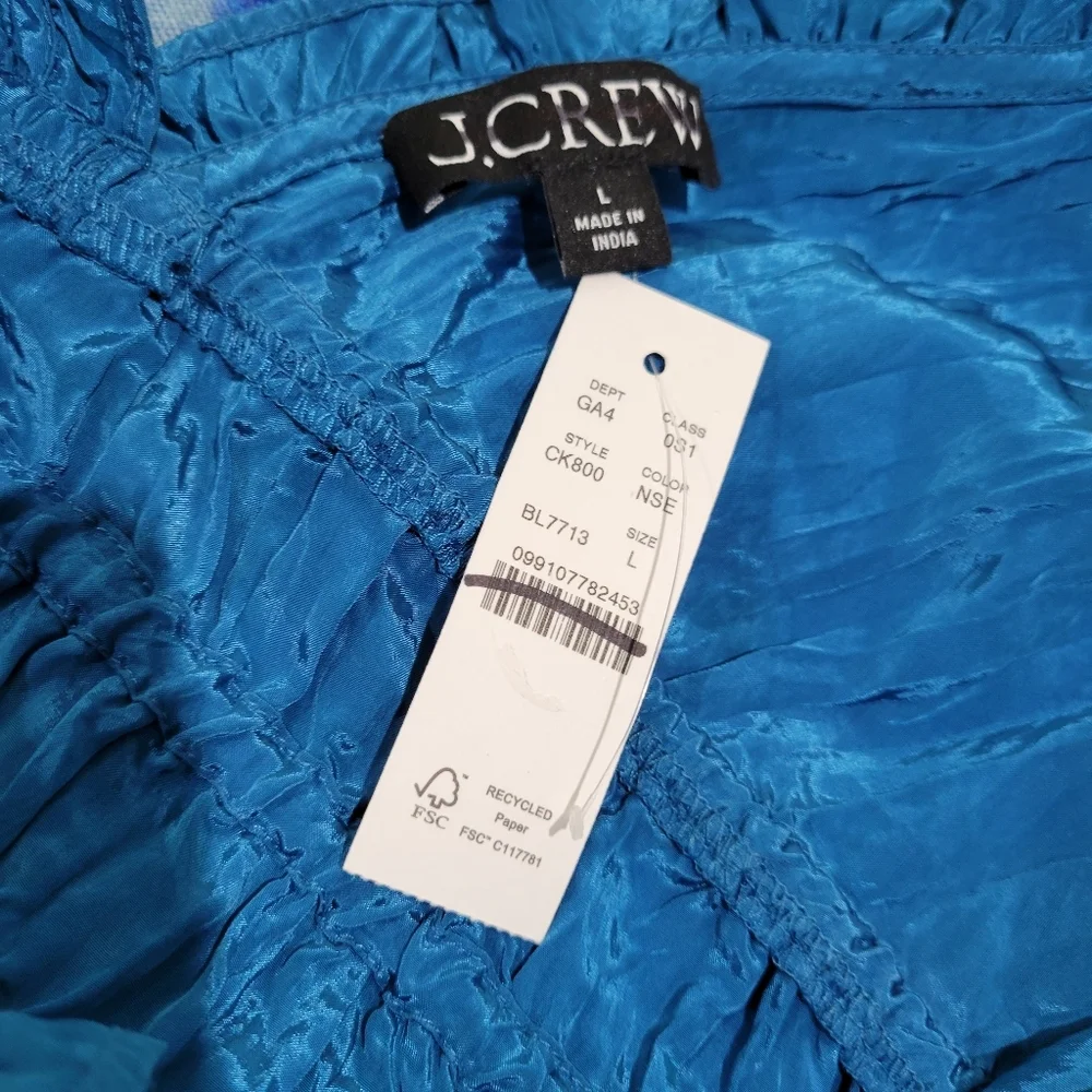 J Crew Palermo dress in viscose-blend crinkle NWT CK800 Blue